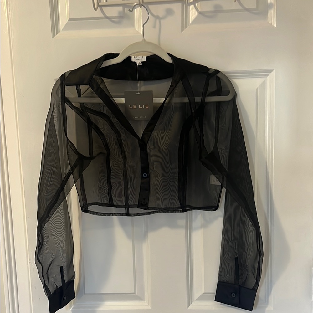 LE LIS Black Sheer Women's Top